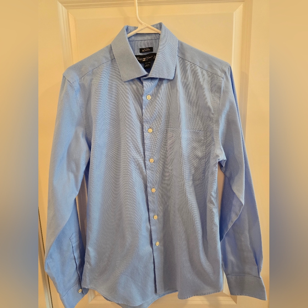 Pronto Uomo Slim Fit Non-Iron Dress Shirt | Light Blue | 15.5 x 34/35 | Worn 2x